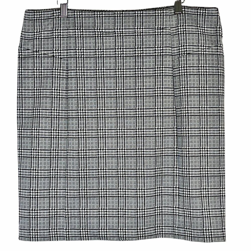 Michael Kors Womens Black Gray White Houndstooth Pencil Skirt XL Back Zip NWOT